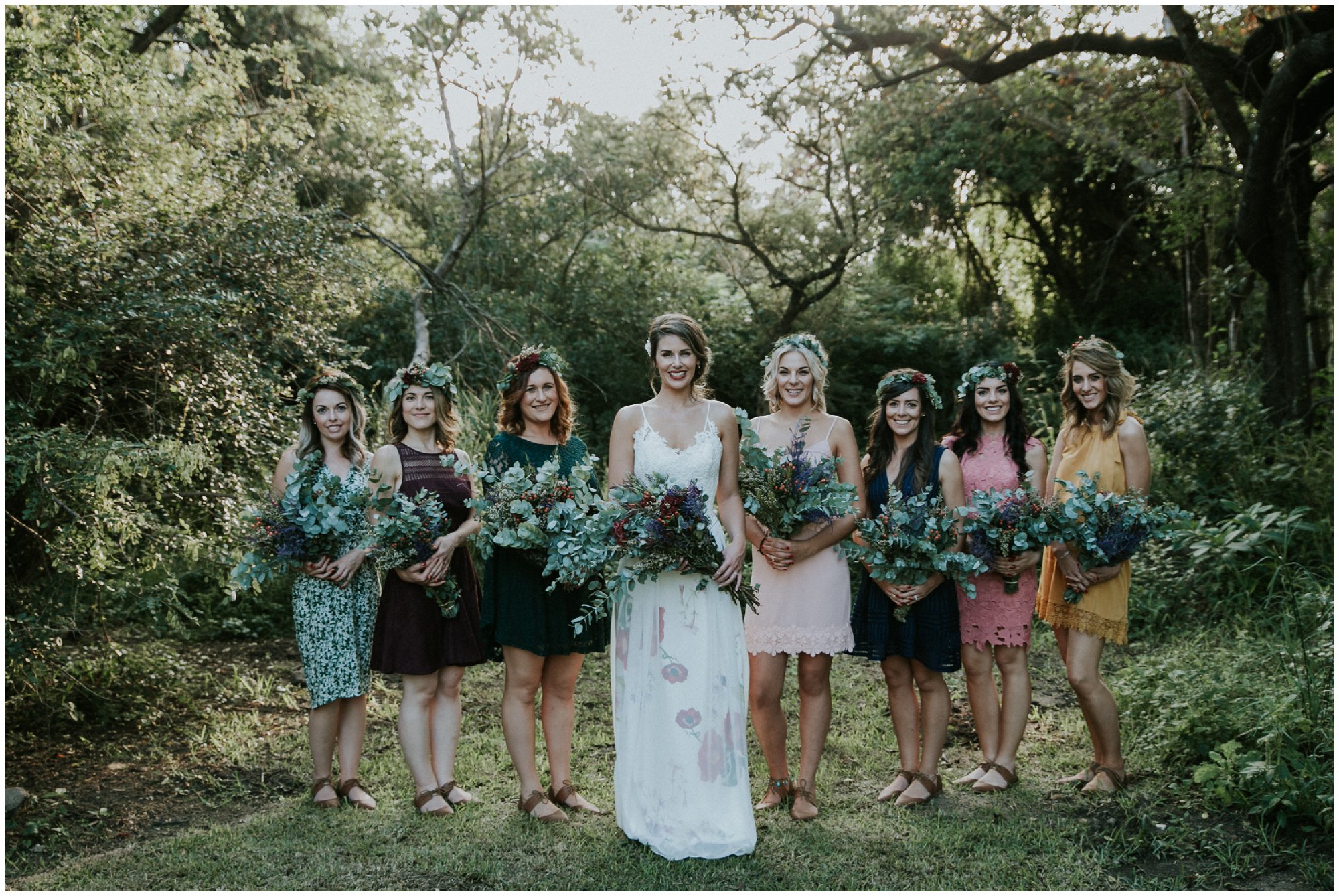 Bride and Bridesmaids at an Outdoor Bohemian Destination Wedding at Francine’s Venue in Hoedspruit Limpopo by Junebug World's Best Photographer Maryke Albertyn Award Winning International Alternative Moody Photography based in Cape Town South Africa