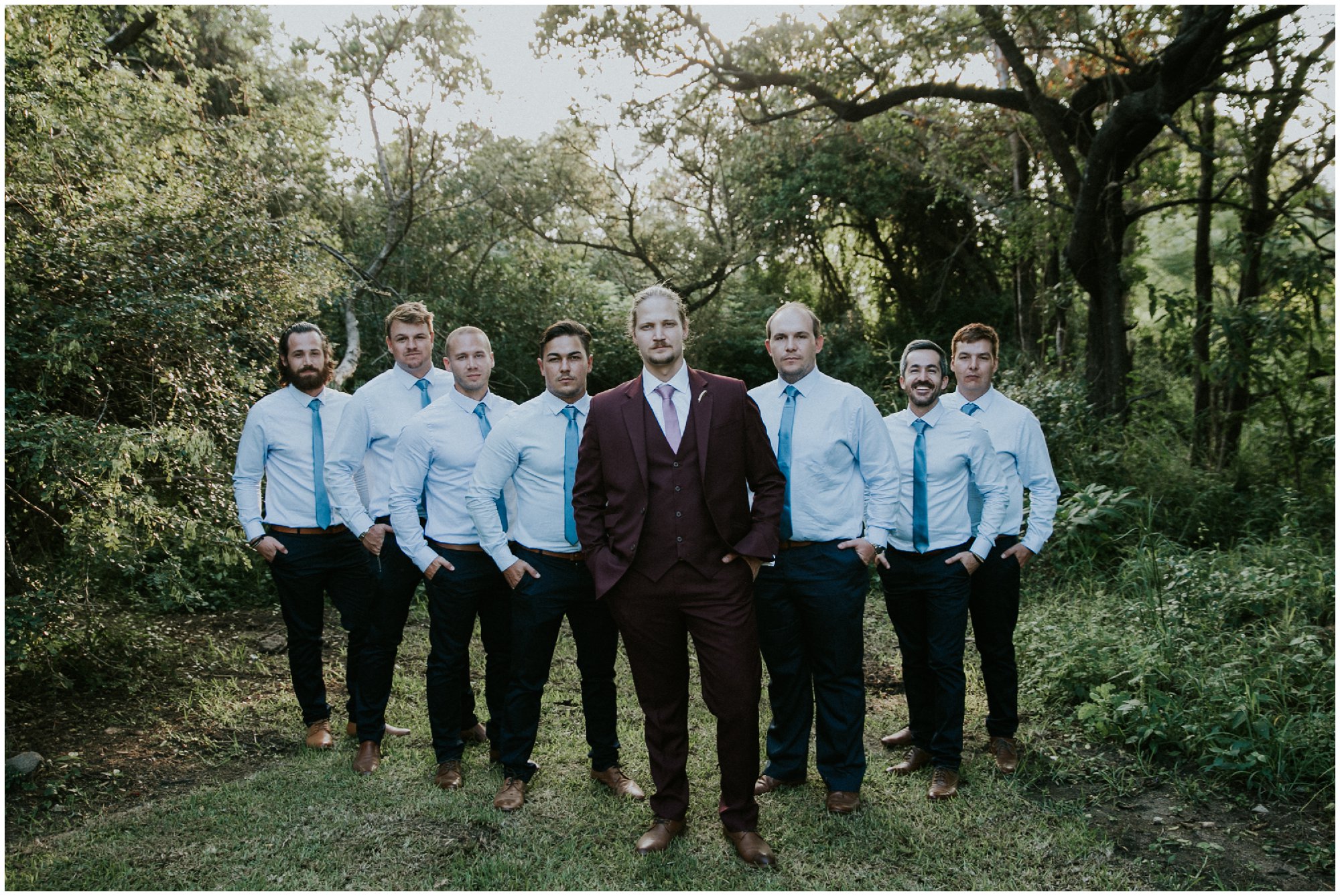 Ceremony at an Outdoor Bohemian Destination Wedding at Francine’s Venue in Hoedspruit Limpopo by Junebug World's Best Photographer Maryke Albertyn Award Winning International Alternative Moody Photography based in Cape Town South Africa Groom and Groomsmen